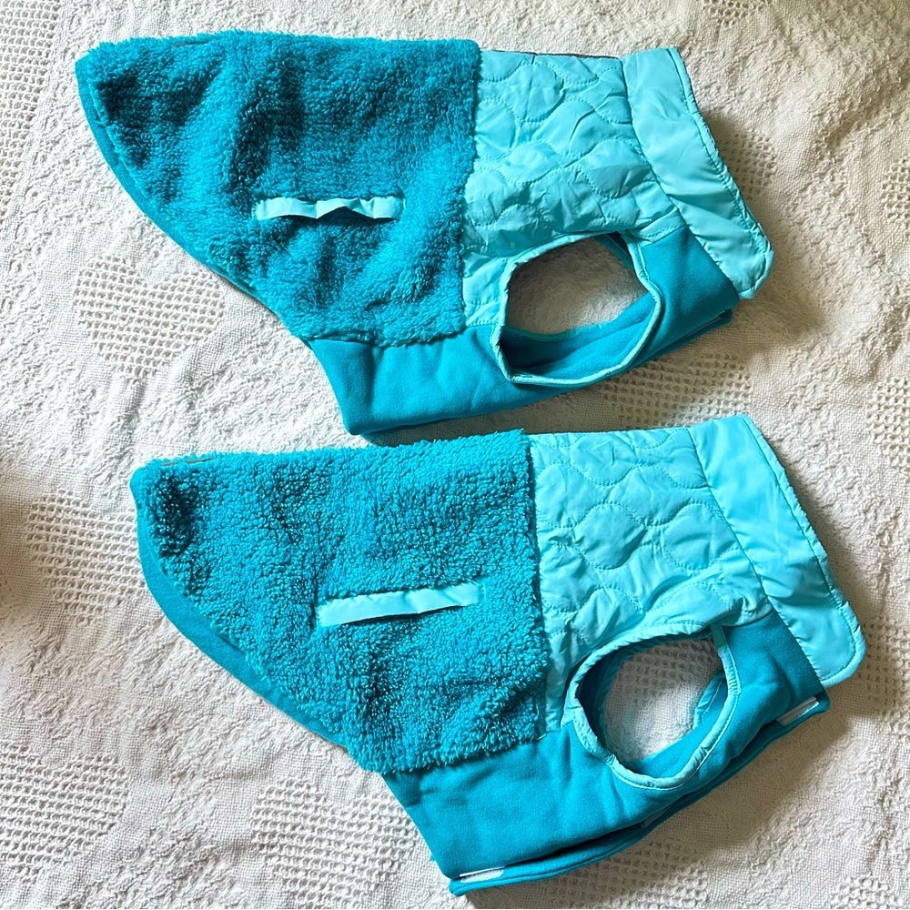 🔵 Set of 2 Vibrant Life Pet Coats Dog Jackets Size Medium Sherpa Teal Blue